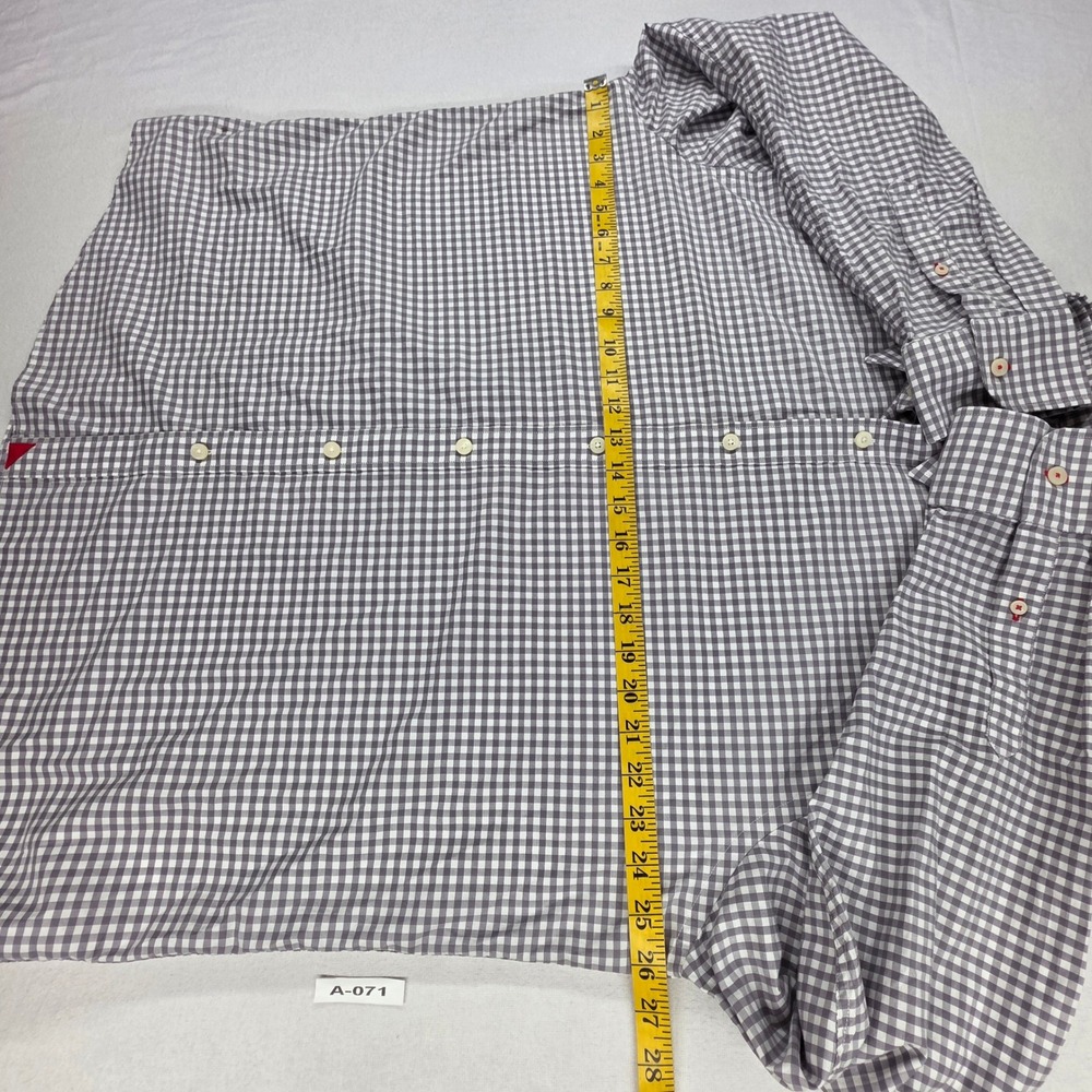 UNTUCKit New Dunn Mens XXL Gingham Button Down Shirt Grey White Regular Fit - Picture 4 of 9